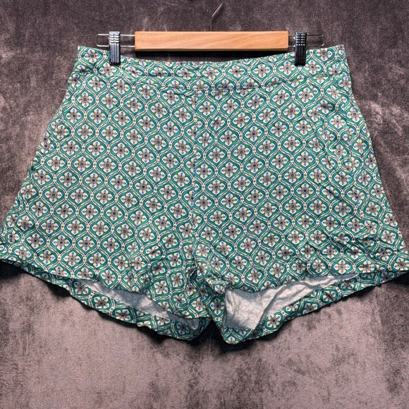 Old Navy Pants - Old Navy Shorts Womens L Green Rayon Viscose Playa High Rise Geometric Pockets